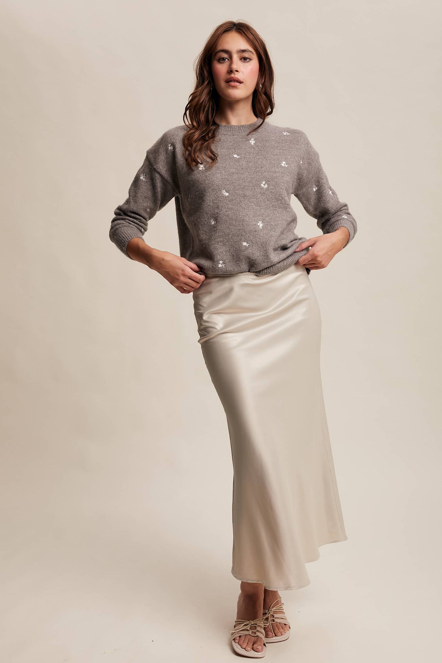 Petal Dot Embroidered Sweater