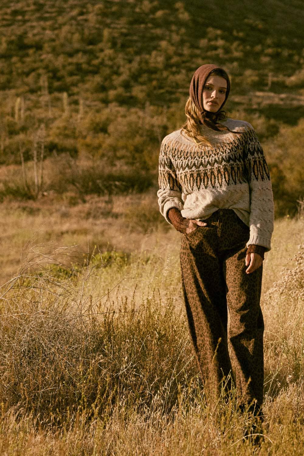 Leopard Print Twill Pocket Pants