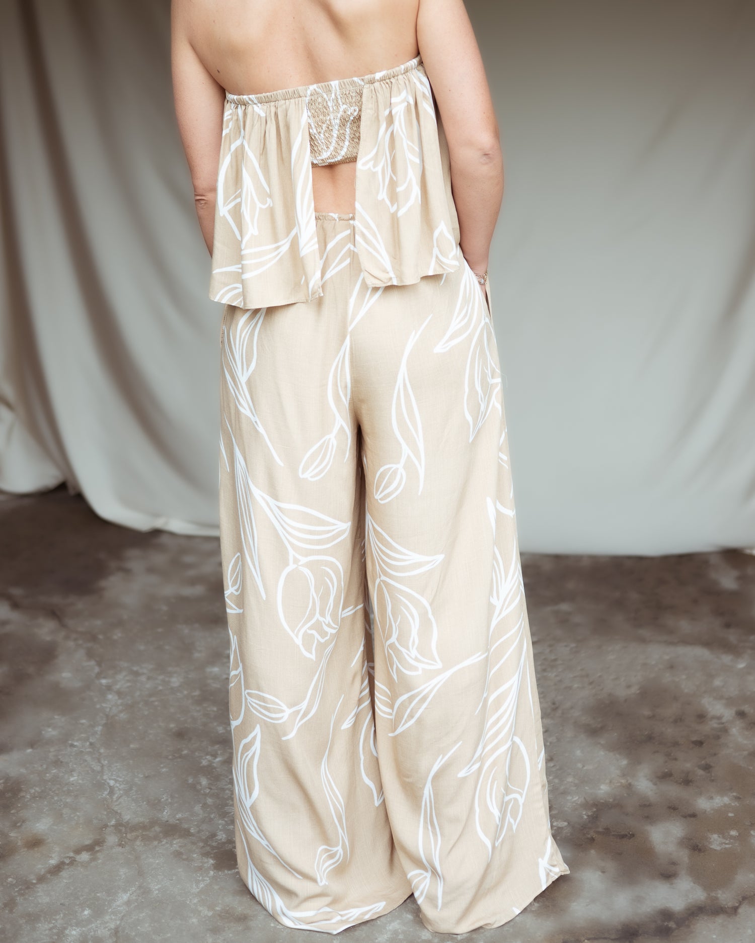 Blushing Tulip Open Back Strapless Jumpsuit