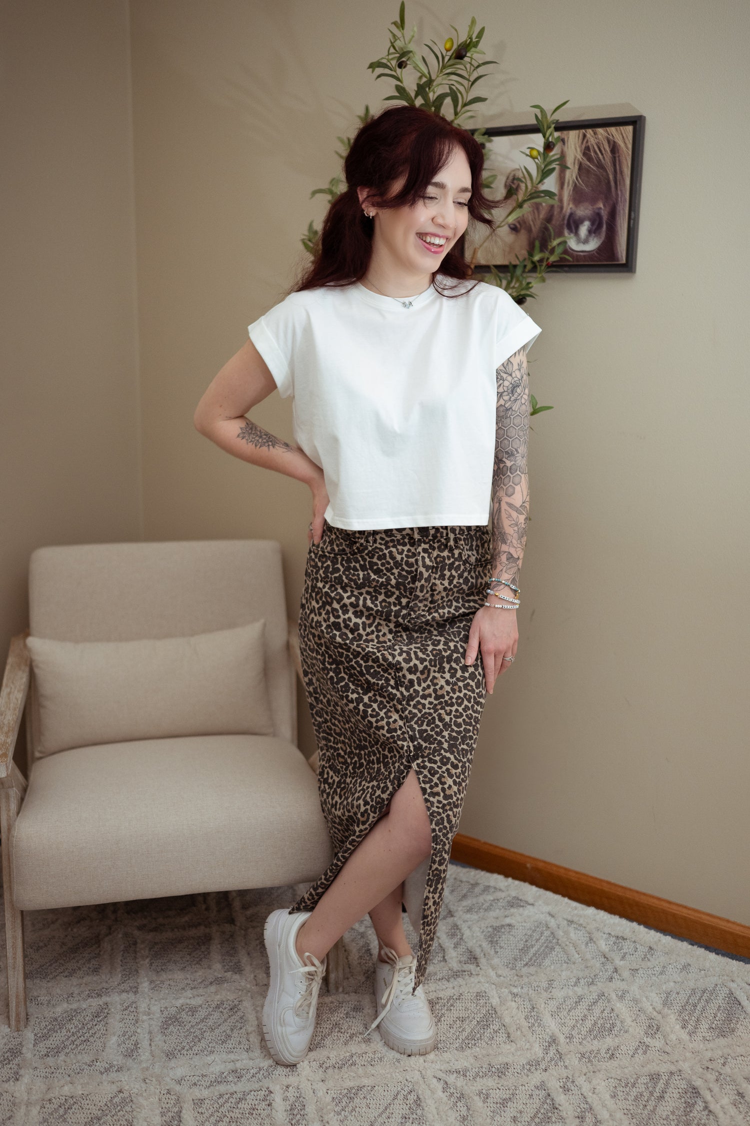 Savannah Leopard Print Skirt