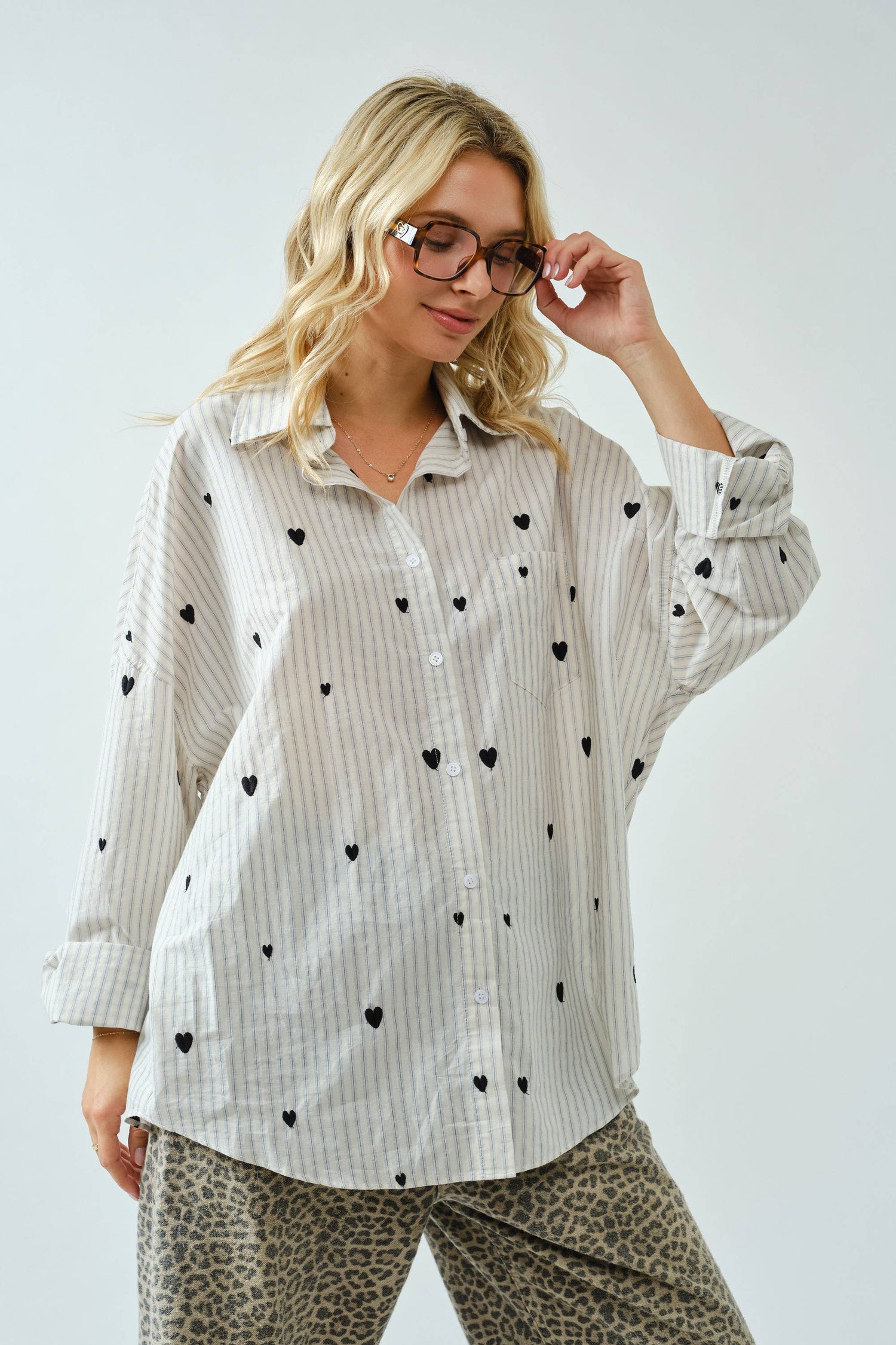 Heartfelt Oversized Button Down
