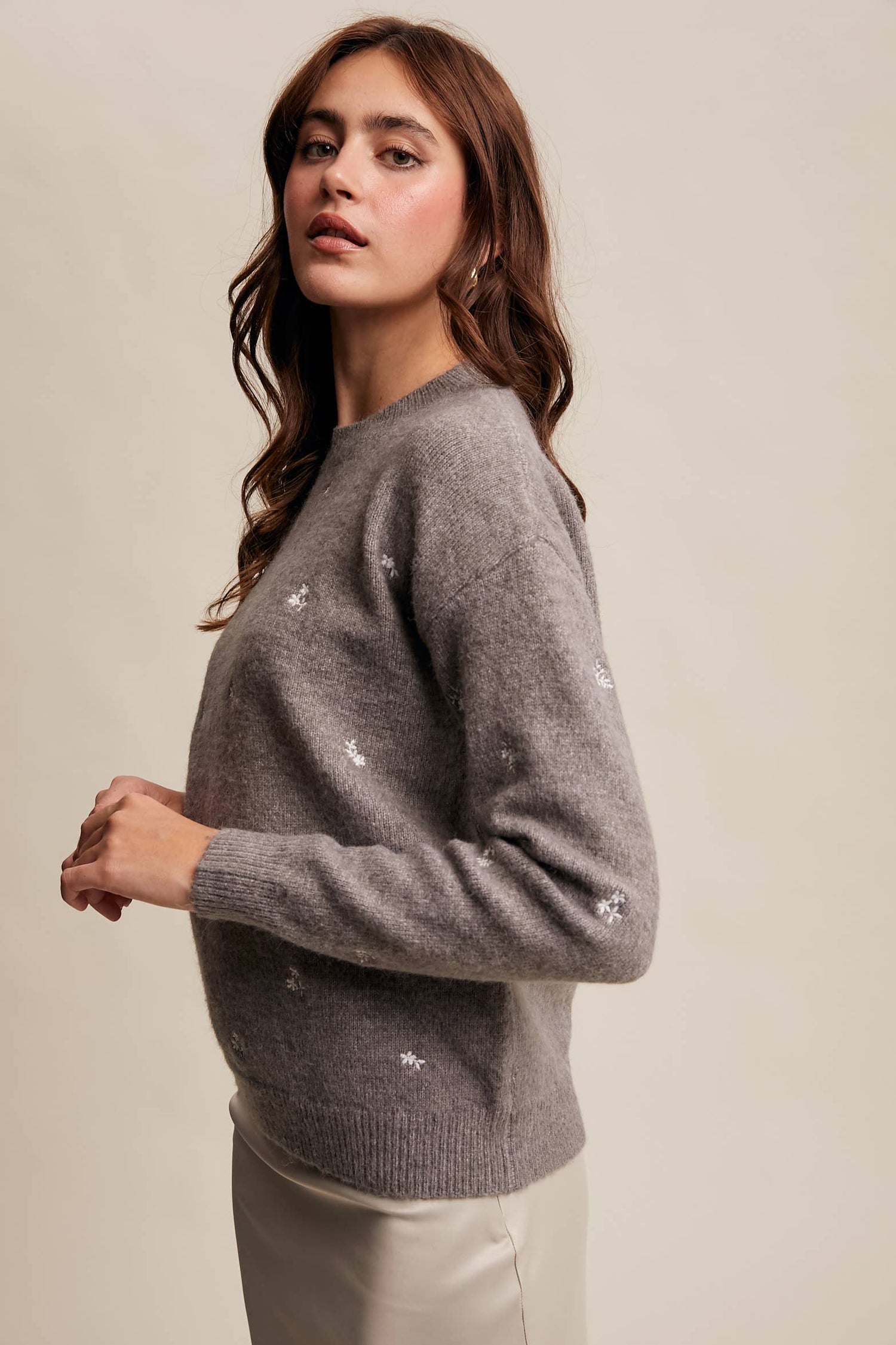 Petal Dot Embroidered Sweater