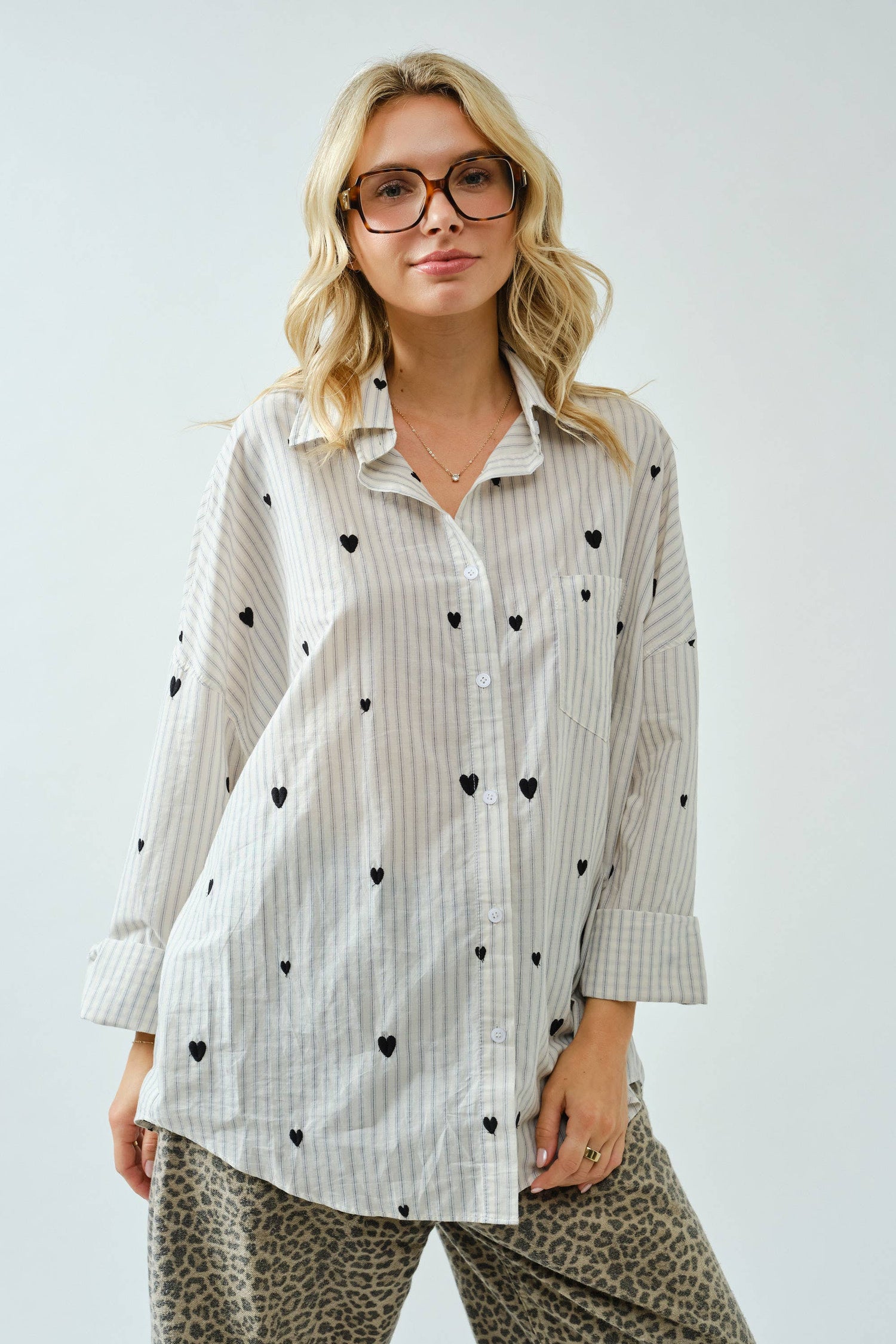 Heartfelt Oversized Button Down