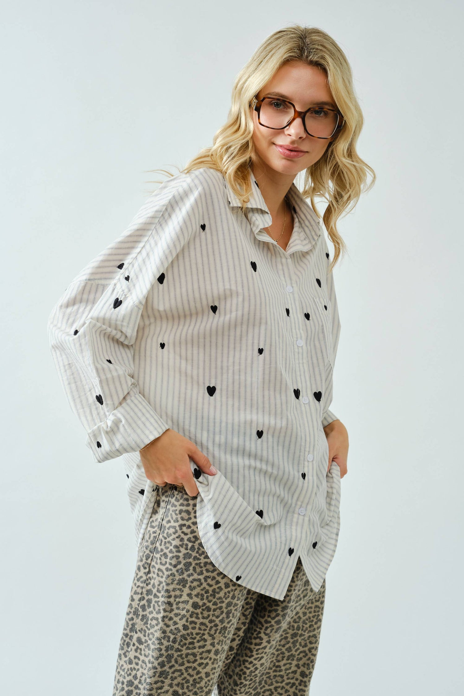 Heartfelt Oversized Button Down