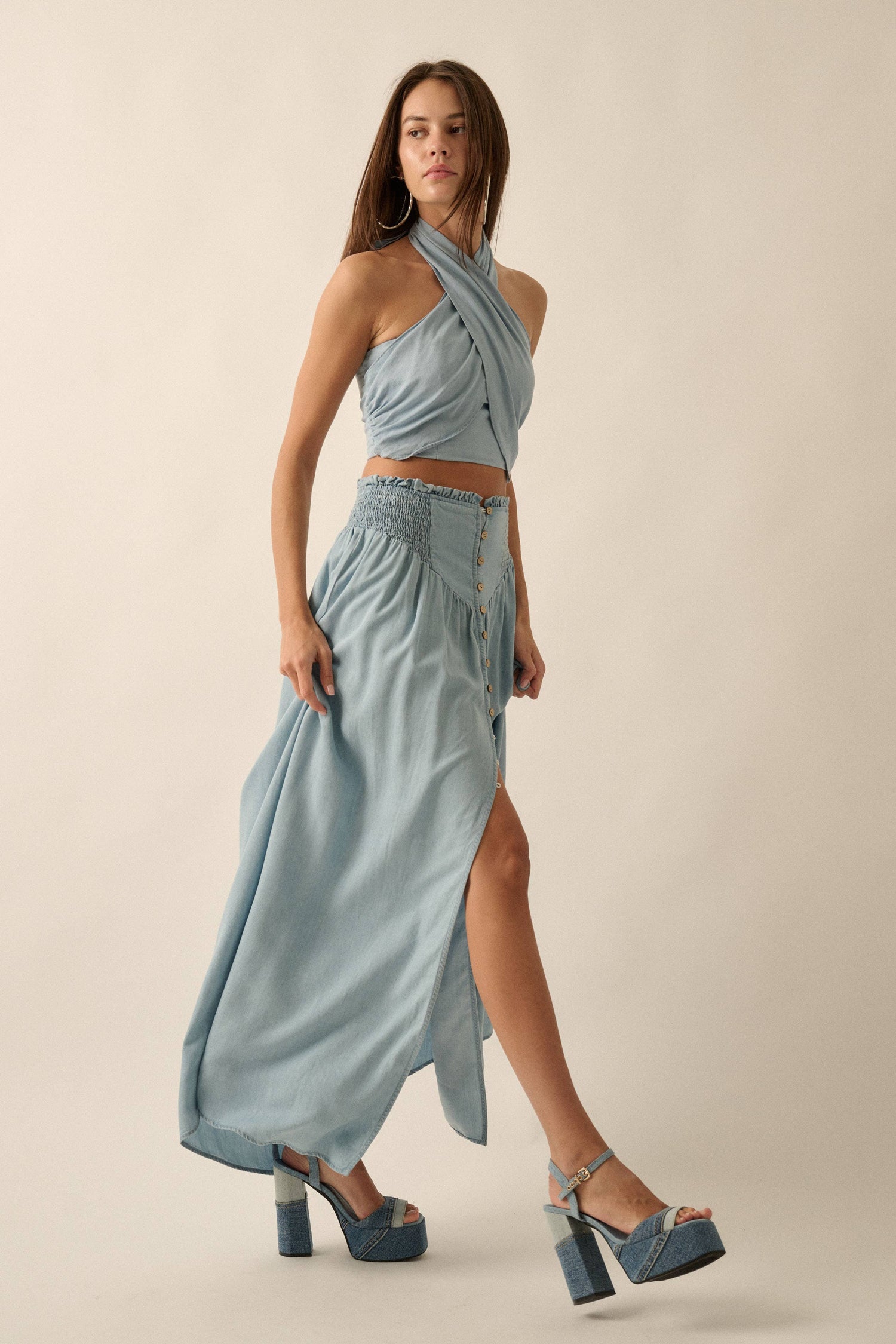 Lakeside Denim Maxi Skirt