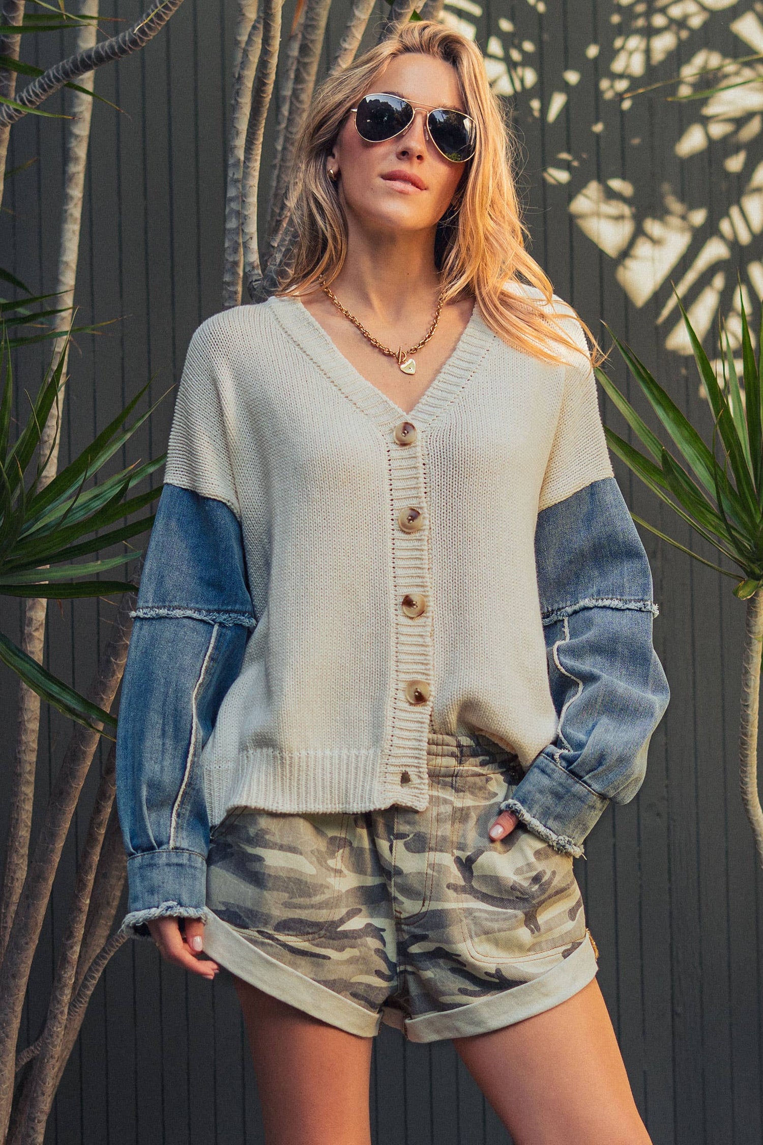 Americana Denim Sleeve Cardigan