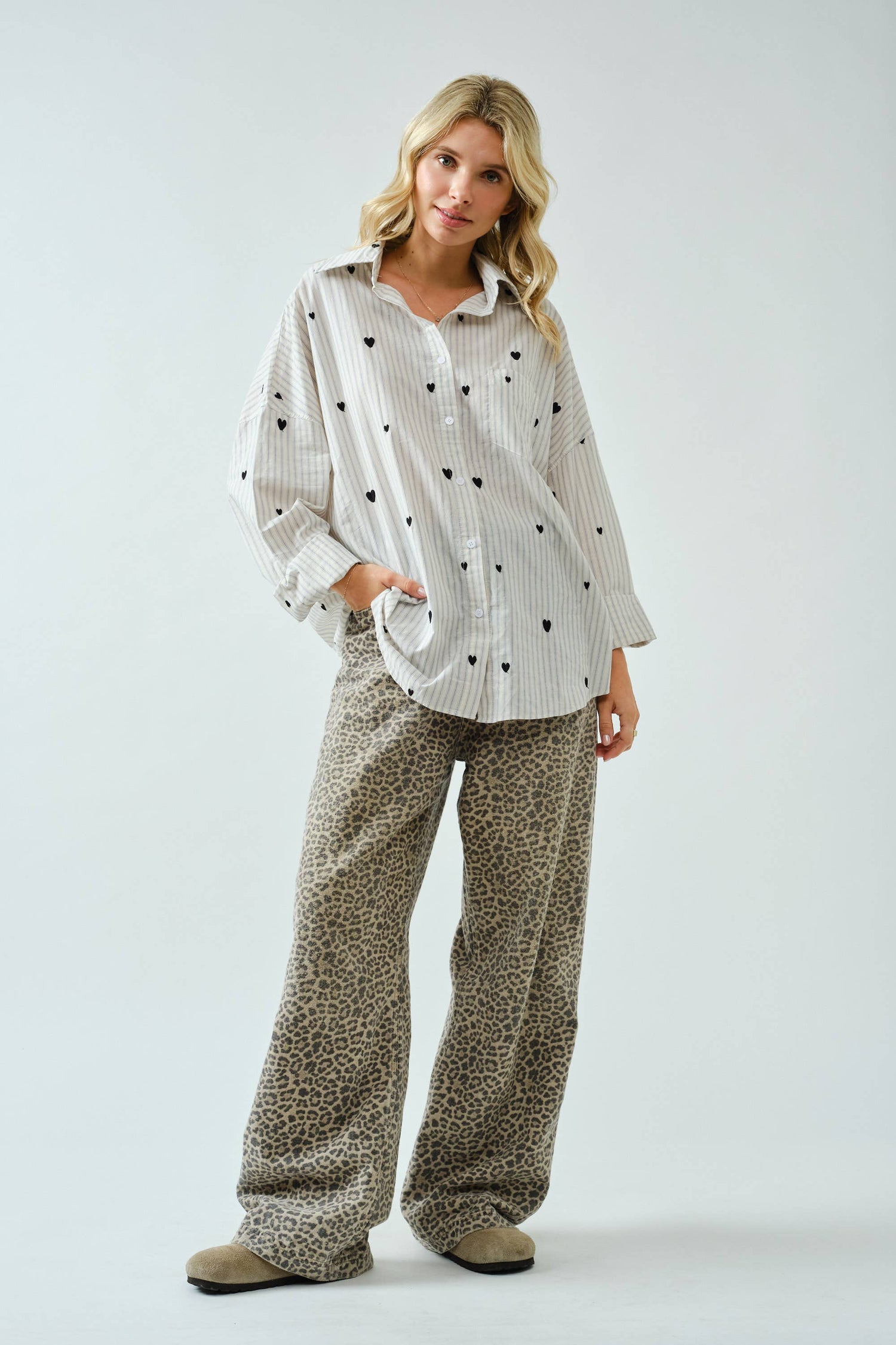 Heartfelt Oversized Button Down