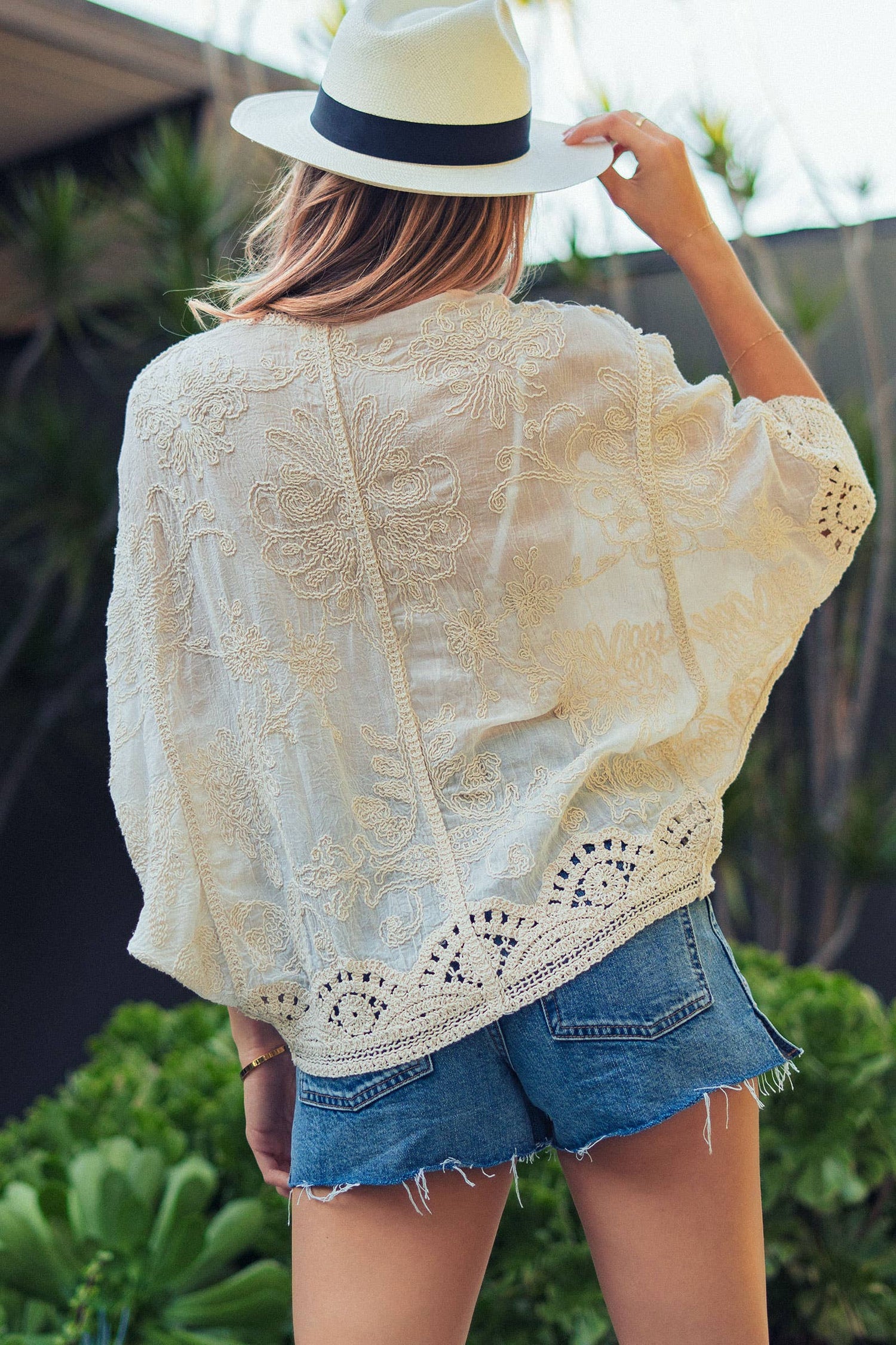 Stevie Embroidered Button Front Top