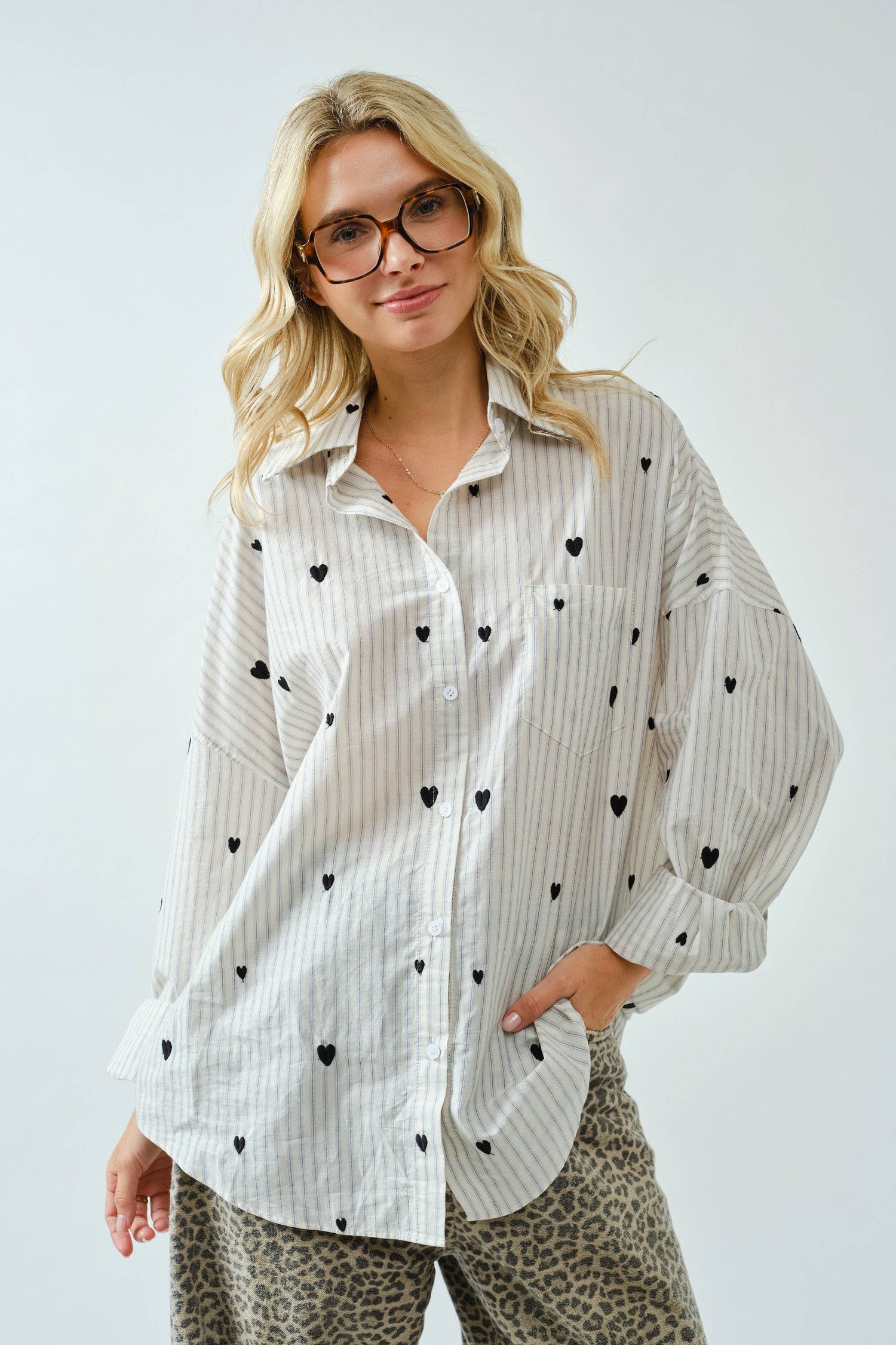 Heartfelt Oversized Button Down
