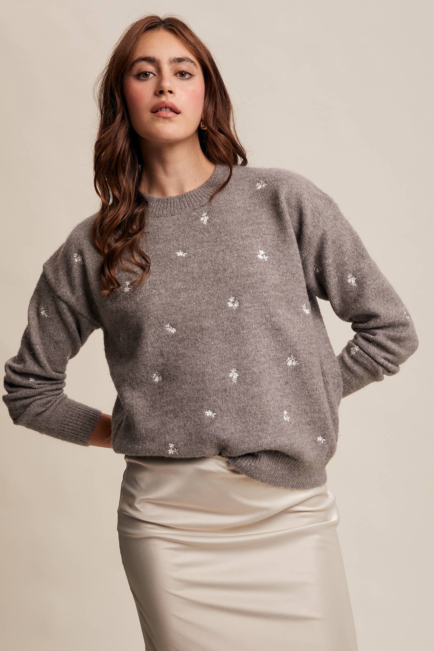 Petal Dot Embroidered Sweater