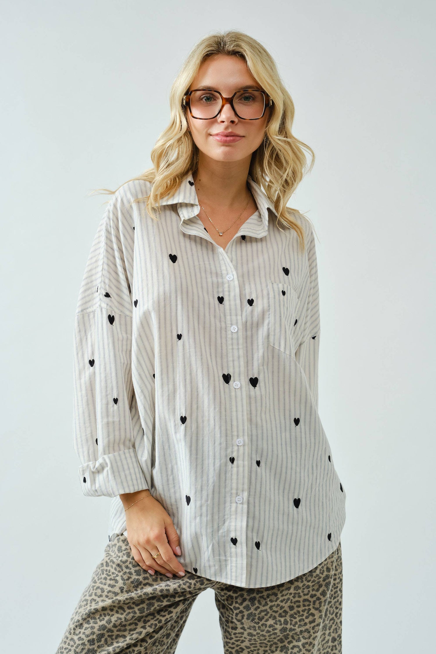 Heartfelt Oversized Button Down