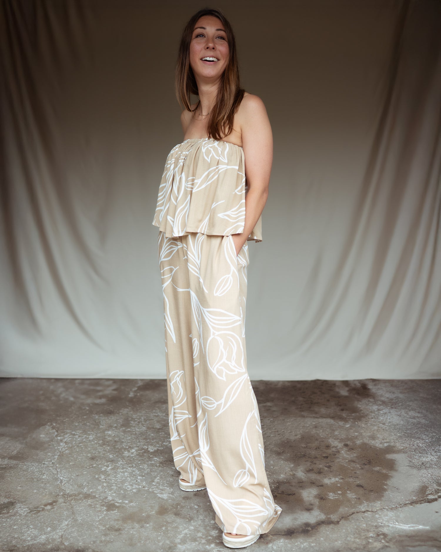 Blushing Tulip Open Back Strapless Jumpsuit