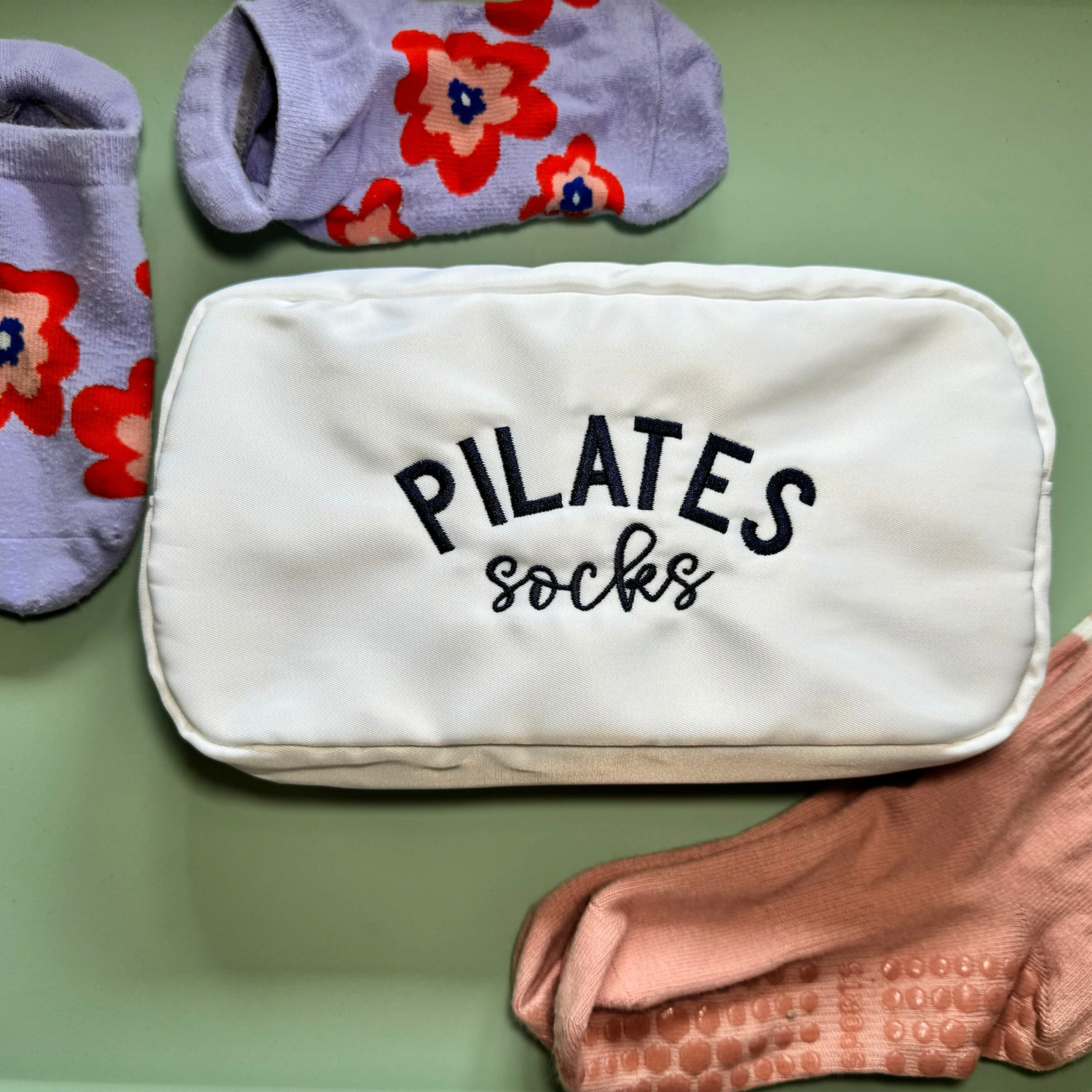 Pilates Socks Embroidered Bag
